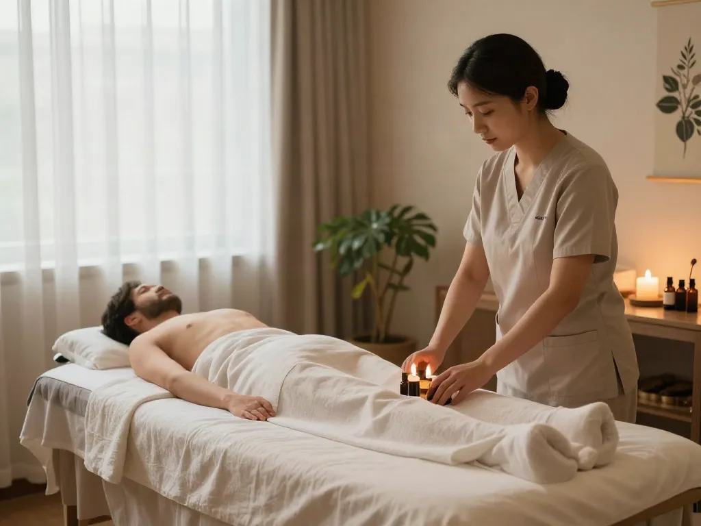 Monthly massage treatment in a calming spa environment focusing on 월곶출장마사지.
